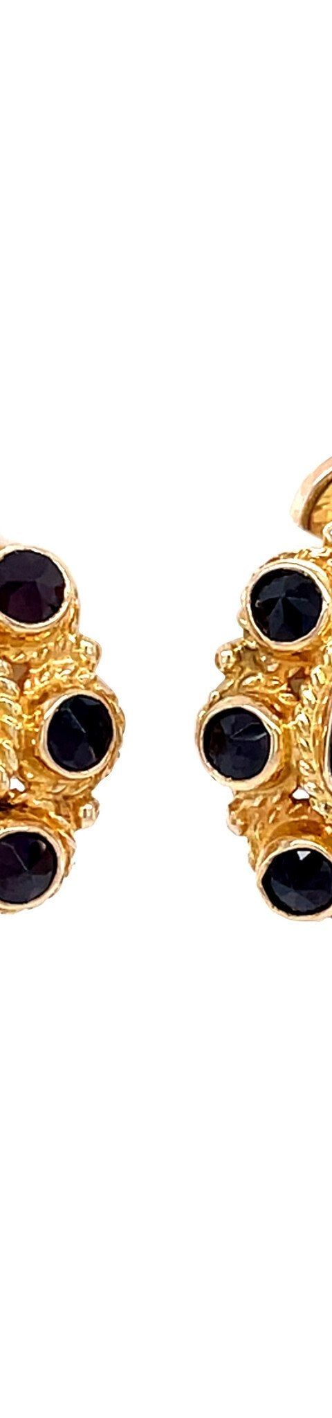 Vintage 14K Gold Cluster Clip Earrings with Garnet